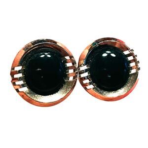 Vintage Mid Century Cufflinks mod silver & dark GREEN stones classic rounds